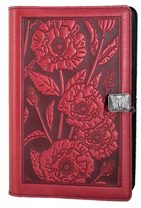 Small Leather Journal - Oriental Poppy in Red