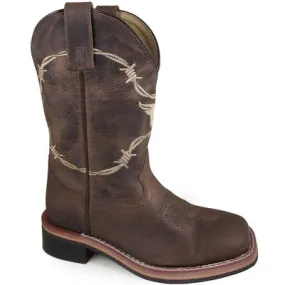 Smoky Mountain Childrens Boys Logan Waxed Brown Leather Cowboy Boots 3923C