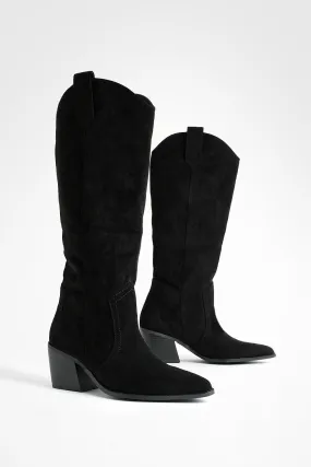 Squared Heel Minimal Western Cowboy Boots