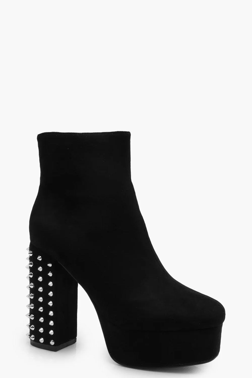 Studded Block Heel Platform Boots