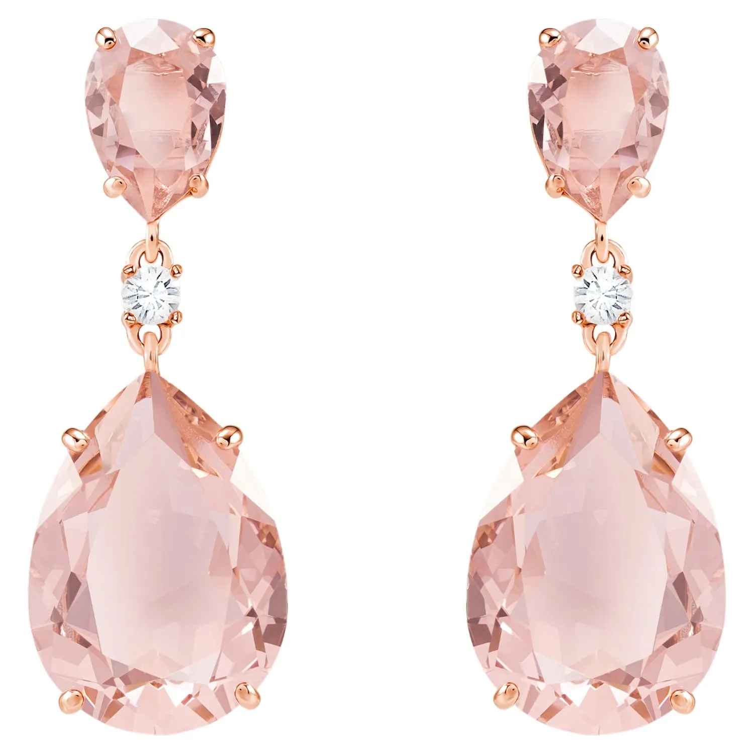 Swarovski Vintage Drop Pierced Earrings Pink, Rose-gold-5424361