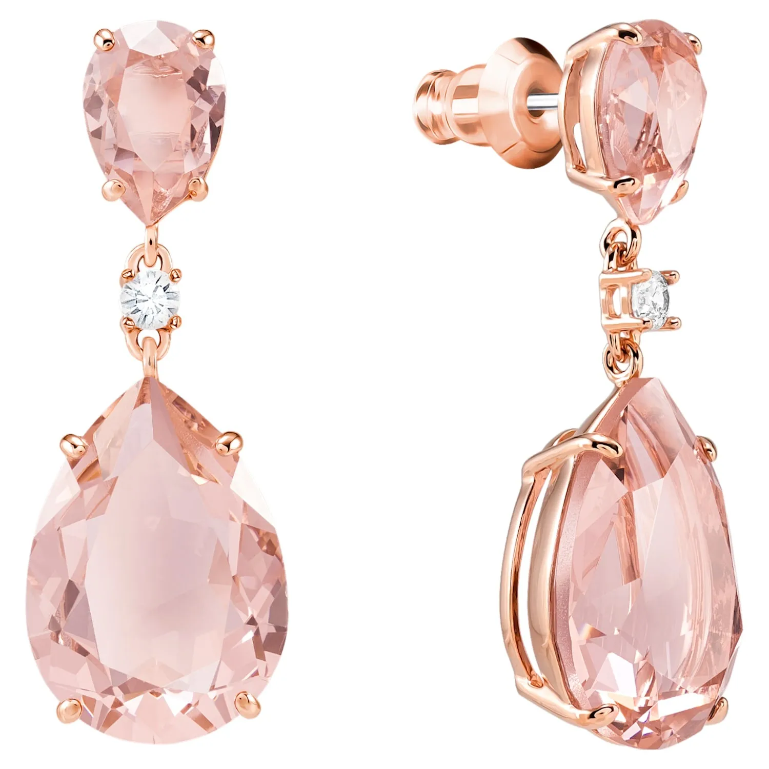 Swarovski Vintage Drop Pierced Earrings Pink, Rose-gold-5424361