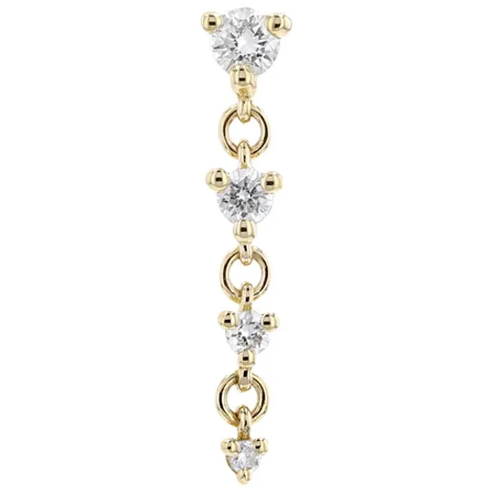 threadless: Cascade 4 Chain End in Gold with Diamonds