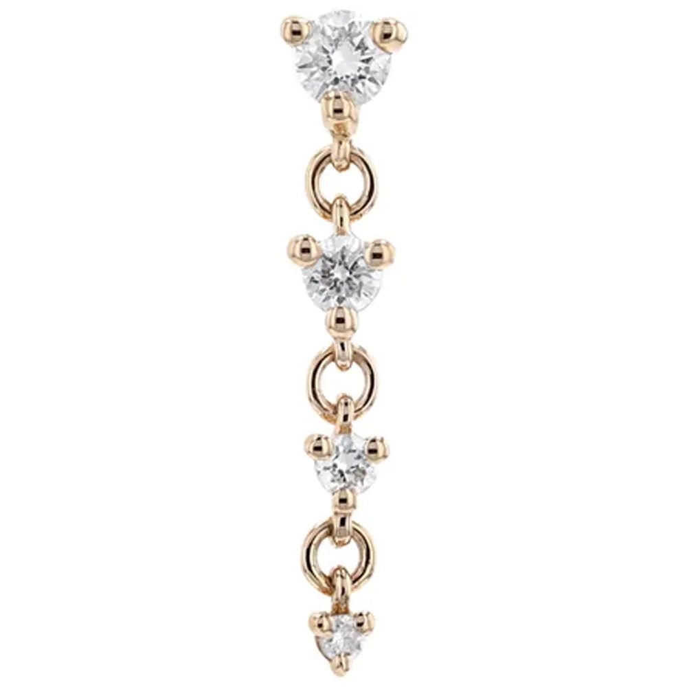 threadless: Cascade 4 Chain End in Gold with Diamonds