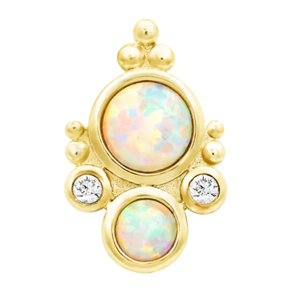 threadless: Nevada End in Gold with White Opals & CZ's