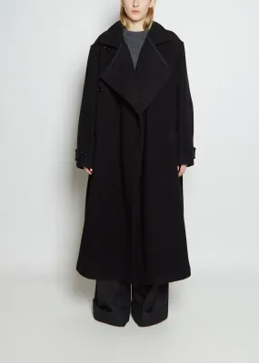 Unisex Wool Wrap Coat — Black