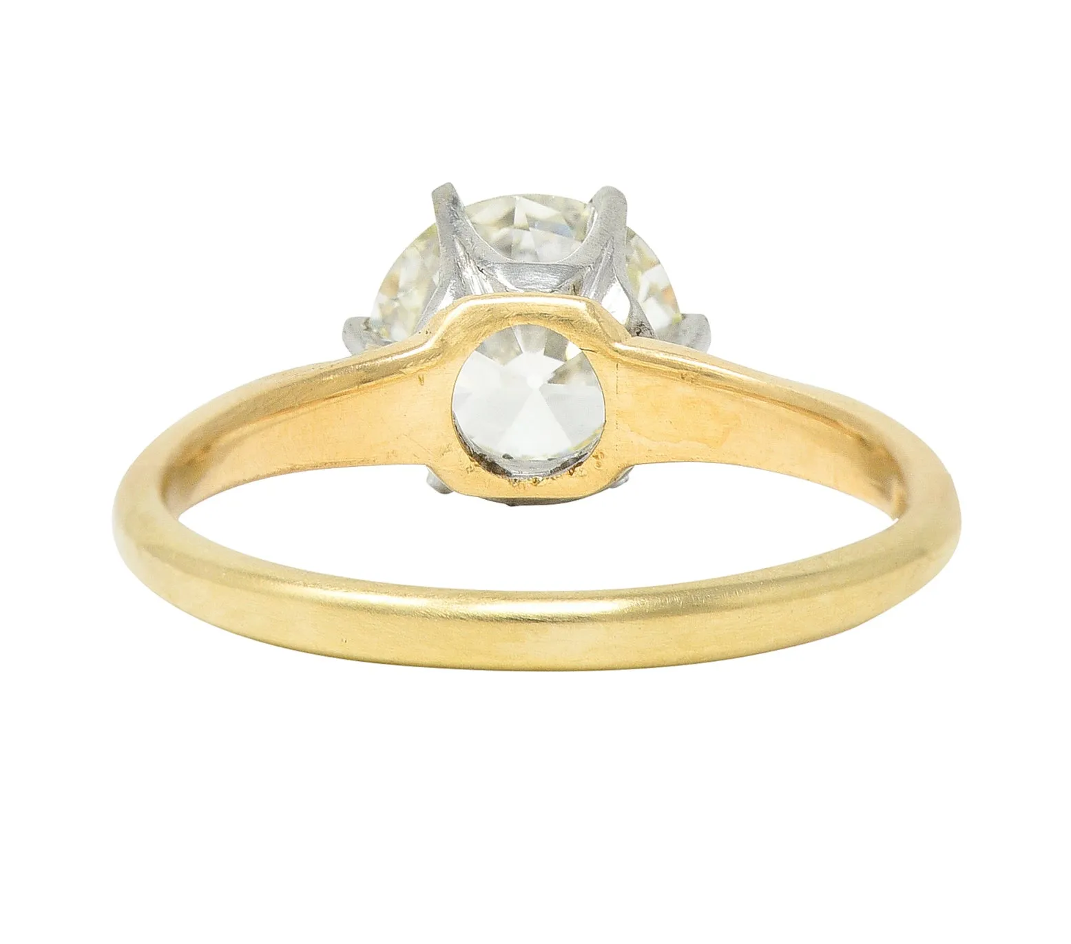 Vintage Old European 1.41 CTW Diamond Platinum 14 Karat Yellow Gold Solitaire Engagement Ring GIA