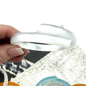 White Moonglow Wrapped Bangle Bracelet