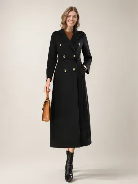 Women Winter Coat Double Breasted Classic Stylish Long Coat